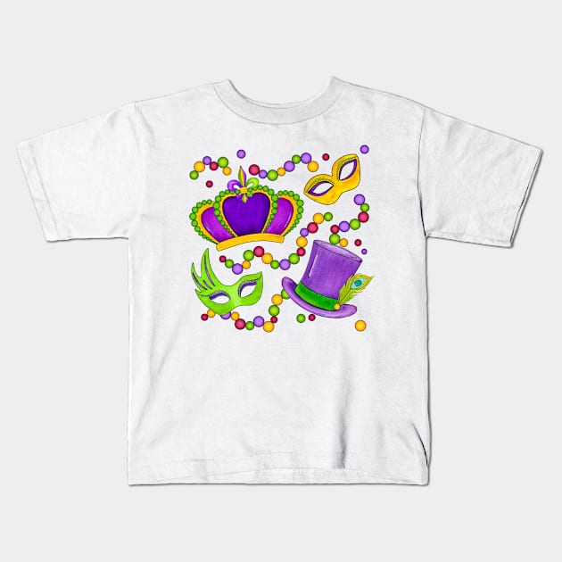 Mardi Gras Kids T-Shirt by Designs by Ira